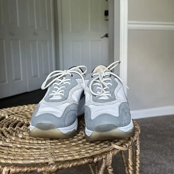 GEOX Kirya Sneaker Sage Leather Women’s US 10 $160 Chunky Trainer Shoes White - Picture 11 of 11